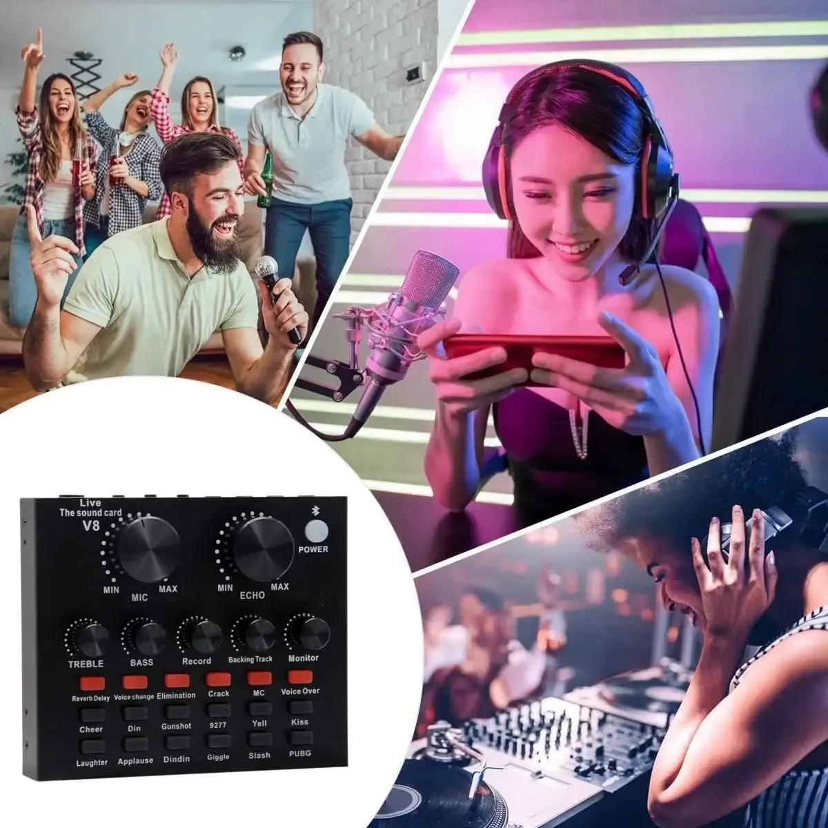 Podcast Mic Set With Live Sound Card,condenser Microphone With Rechargeable 12 Kinds Of Auxiliary Background For Karaoke Singing, Youtube Recording View Gallery - Pakistan