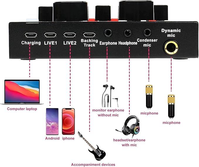 Podcast Mic Set With Live Sound Card,condenser Microphone With Rechargeable 12 Kinds Of Auxiliary Background For Karaoke Singing, Youtube Recording View Gallery - Pakistan