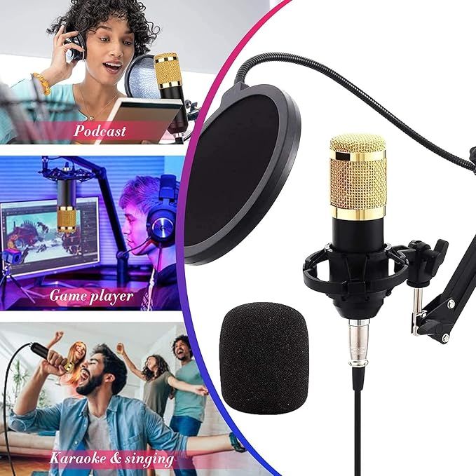 Podcast Mic Set With Live Sound Card,condenser Microphone With Rechargeable 12 Kinds Of Auxiliary Background For Karaoke Singing, Youtube Recording View Gallery - Pakistan