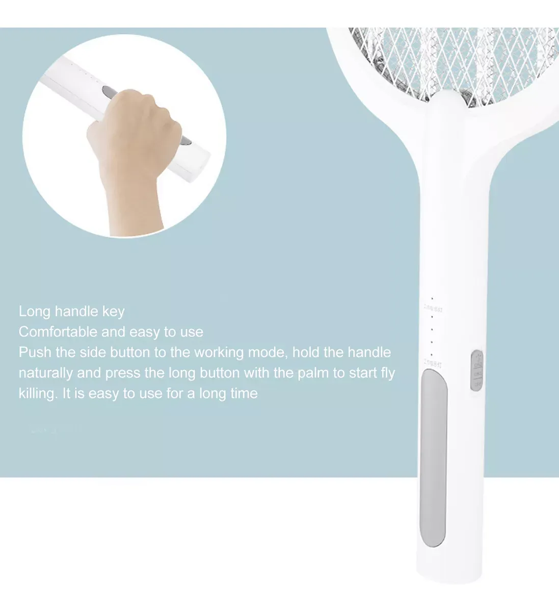 Rechargeable Electric Mosquito Killer Racket 2 In 1 LED Flash Light  (Random Color) View Gallery - Pakistan