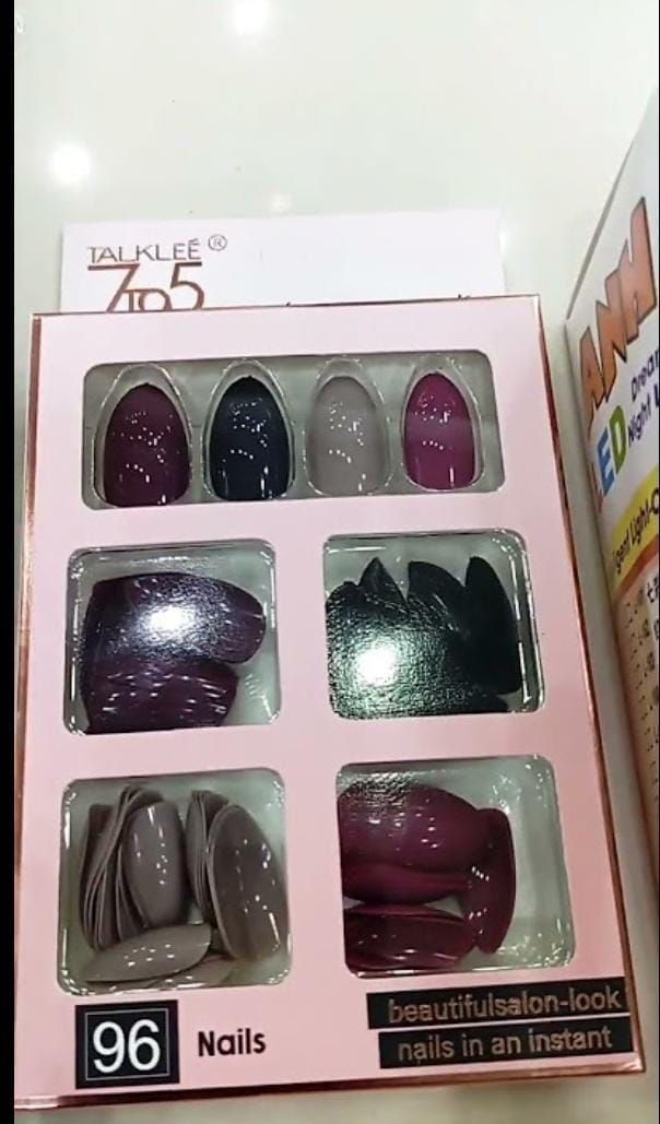 96 PCs nails without glue or sticker (Random Color) View Gallery - Pakistan