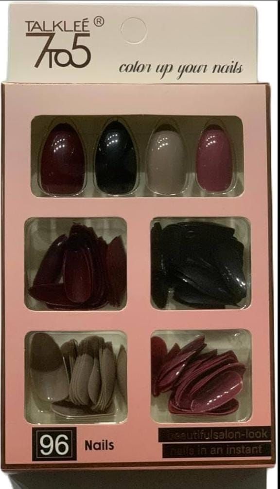 96 PCs nails without glue or sticker (Random Color) View Gallery - Pakistan
