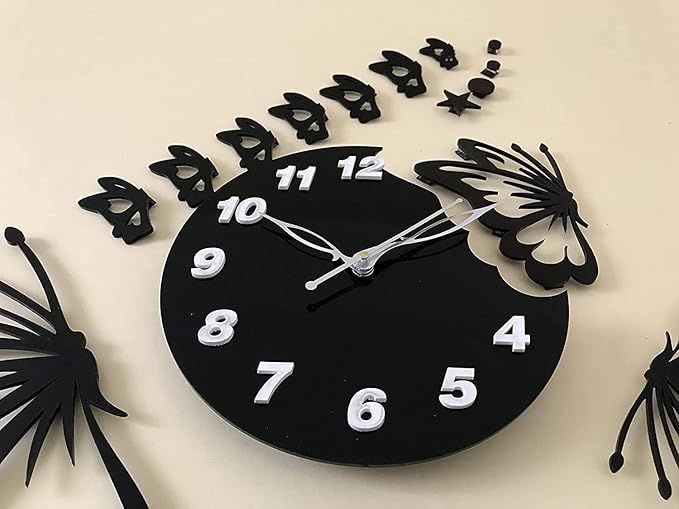 3d wall clock Butterfly Wooden Wall Clock View Gallery - Pakistan