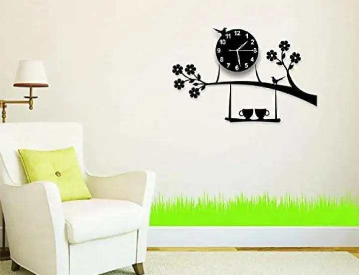 3d wall clock Birds on Tree with Coffee Cups Creative 3D DIY Wooden Wall Clock View Gallery - Pakistan
