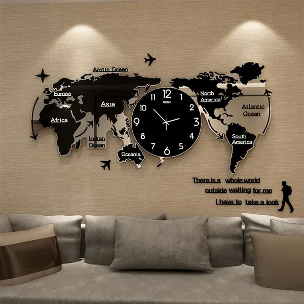3D DIGITAL WORLD MAP WOODEN WALL CLOCK  24x24 inches View Gallery - Pakistan