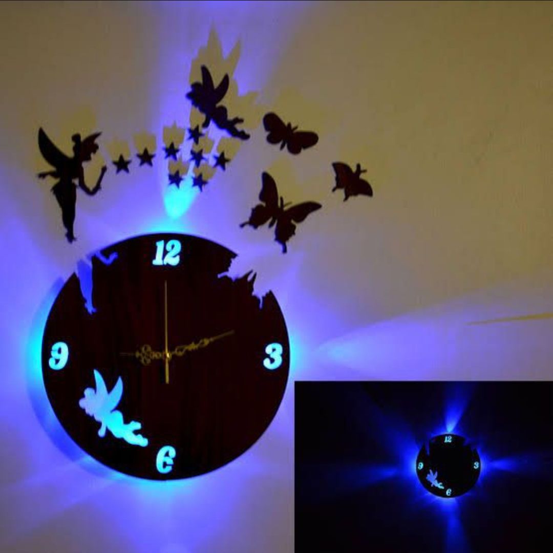 3d wall clock with light Wooden Clock With Light And Premium Design