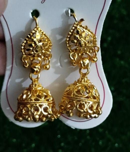 1 Pair Golden antique jhumke View Gallery - Pakistan