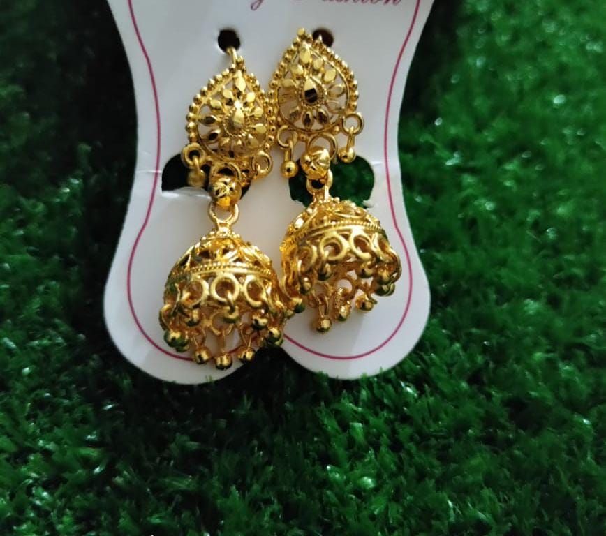 1 Pair Golden antique jhumke View Gallery - Pakistan