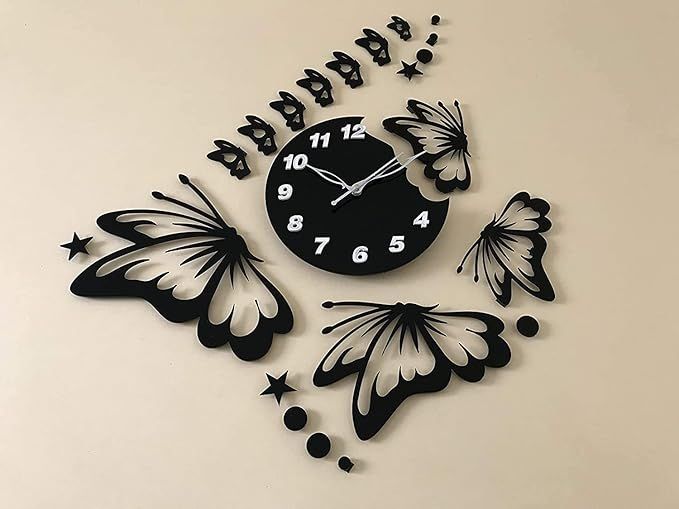 3d wall clock Butterfly Wooden Wall Clock View Gallery - Pakistan