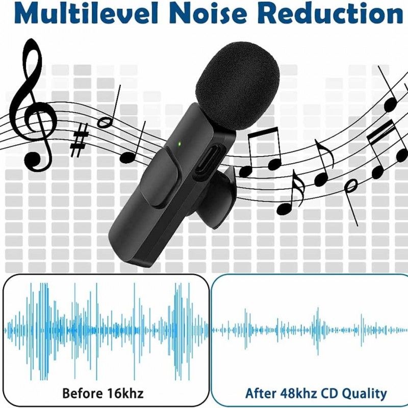 k11 Type-C Wireless Microphone K8 Collar Mic for Type C - Noise Cancellation Reduction Wireless Mic for Phone for Mobile Phone Camera, View Gallery - Pakistan
