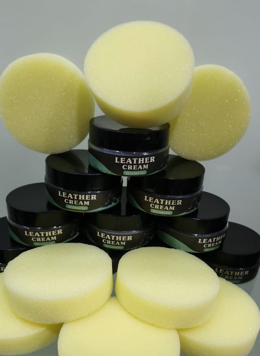 Leather Maintain Repair Cream Polish Restore Shine Moisturizing Care for Leather Products Shoe Bag Car Seat (100 Gm) With Sponge