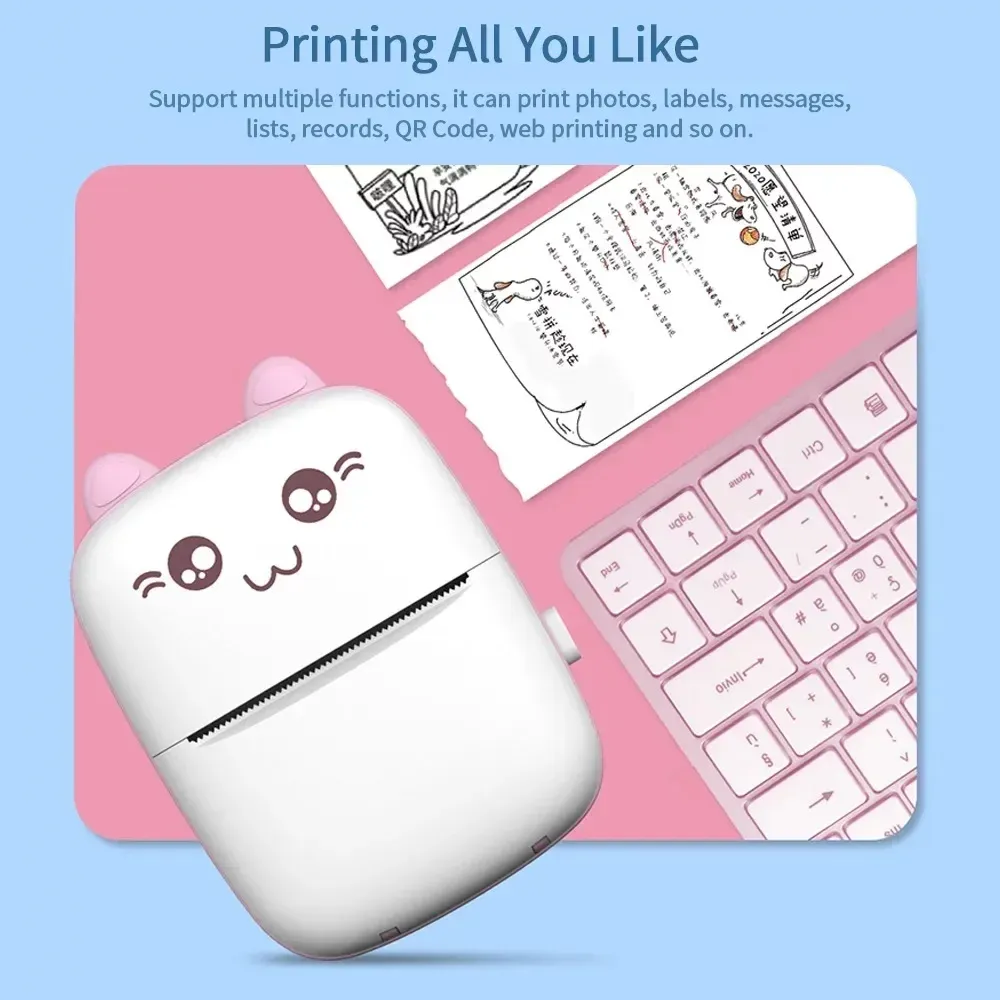 Mini Portable Pocket Thermal Printer – Wireless Receipt & Photo Printer (Random Color) View Gallery - Pakistan