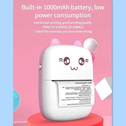 Mini Portable Pocket Thermal Printer – Wireless Receipt & Photo Printer (Random Color) View Gallery - Pakistan