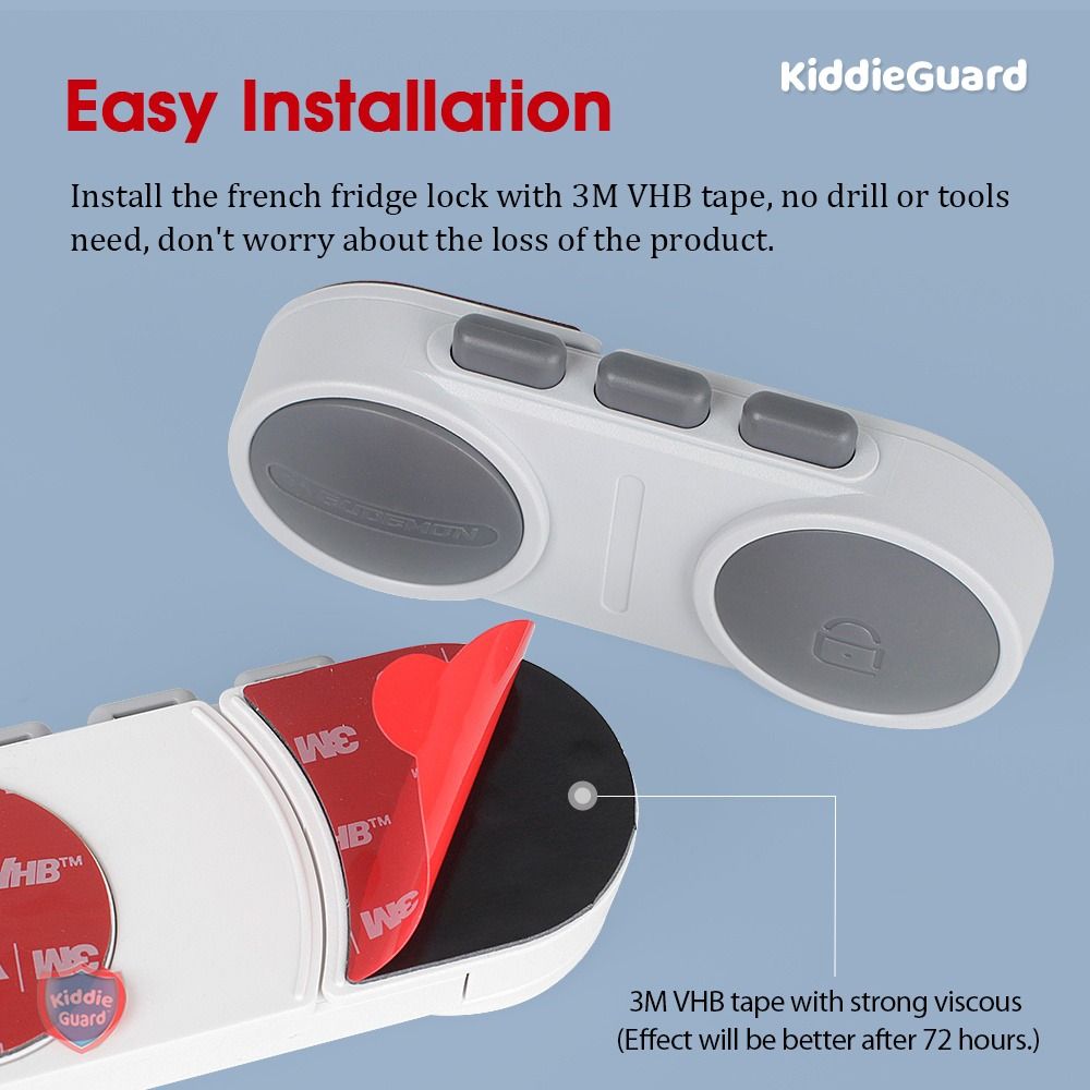 Multipurpose French Fridge Lock 3M VHB Tape, for installation no drills or tools needed (Random color) View Gallery - Pakistan