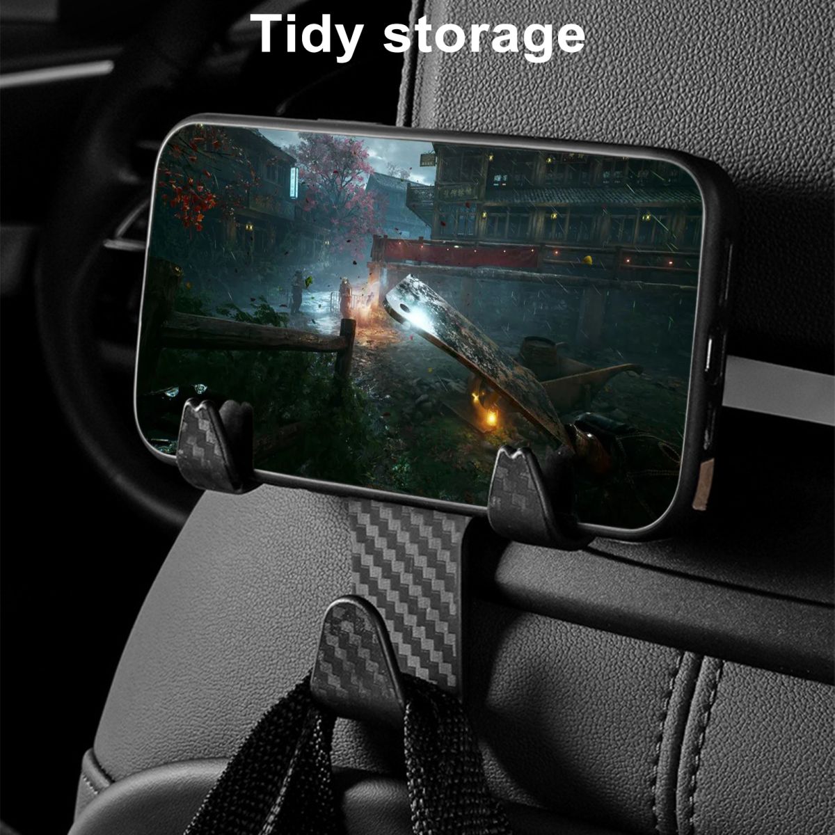 Universal Car Seat Back Hook Headrest Hanger Bag Clothes Hanging Storage Hooks With Phone Holder Duarable Hook Auto Interior Accessories View Gallery - Pakistan