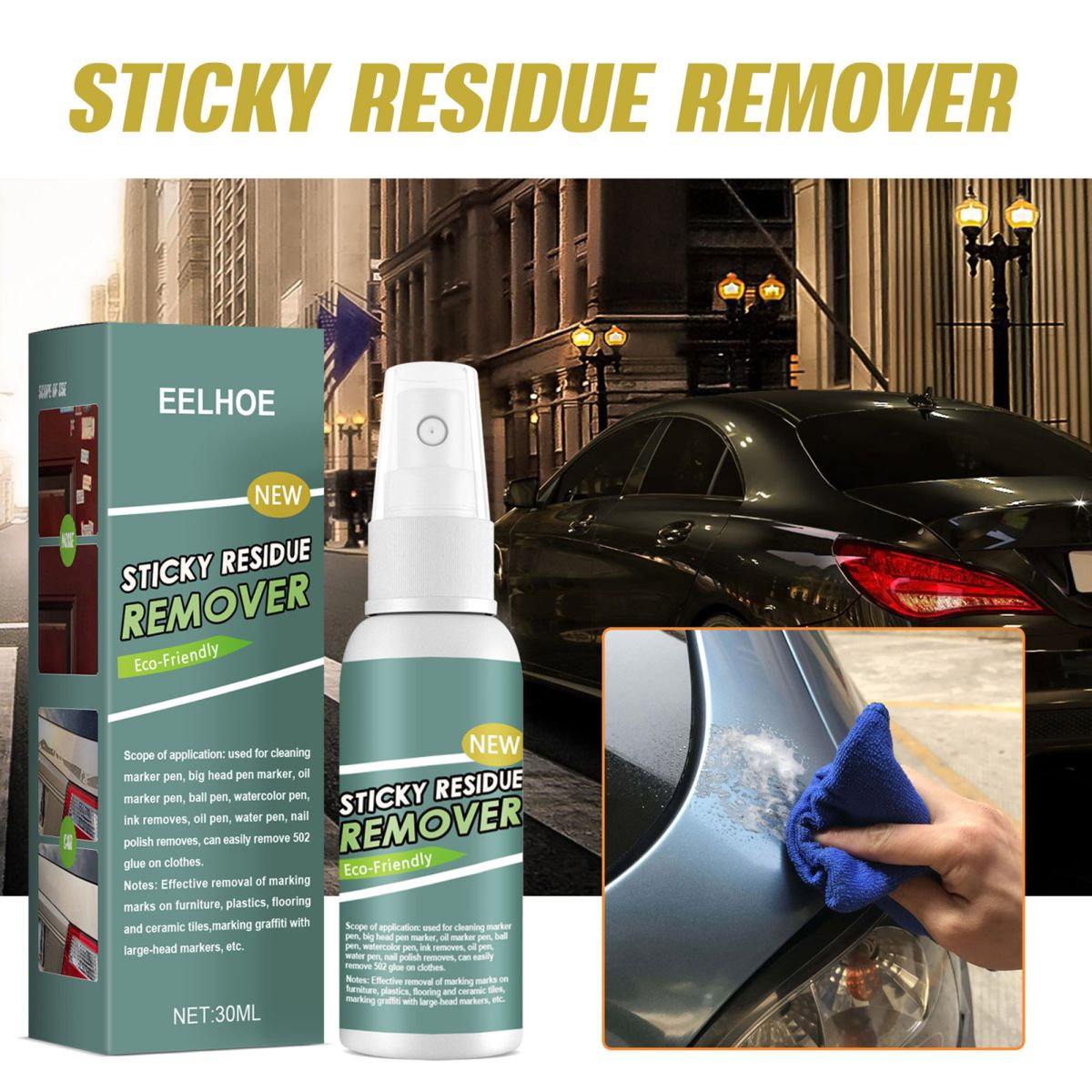Sticky Stuff Remover Gel Spray, Portable Surface Safe Adhesive Remover, Ideal for Sticky Stains such as Bubblegum, Adhesive, Tape, Label Residue (30ML) View Gallery - Pakistan