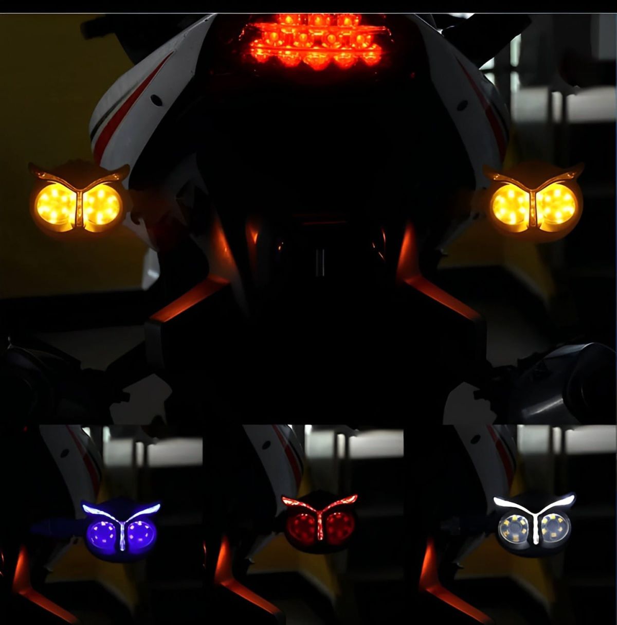 Pack of 2 pcs Owl Style Dual Color Motorcycle Driving Headlight, Turn Signals Light, Fog Lamp for all bikes (Random Color)