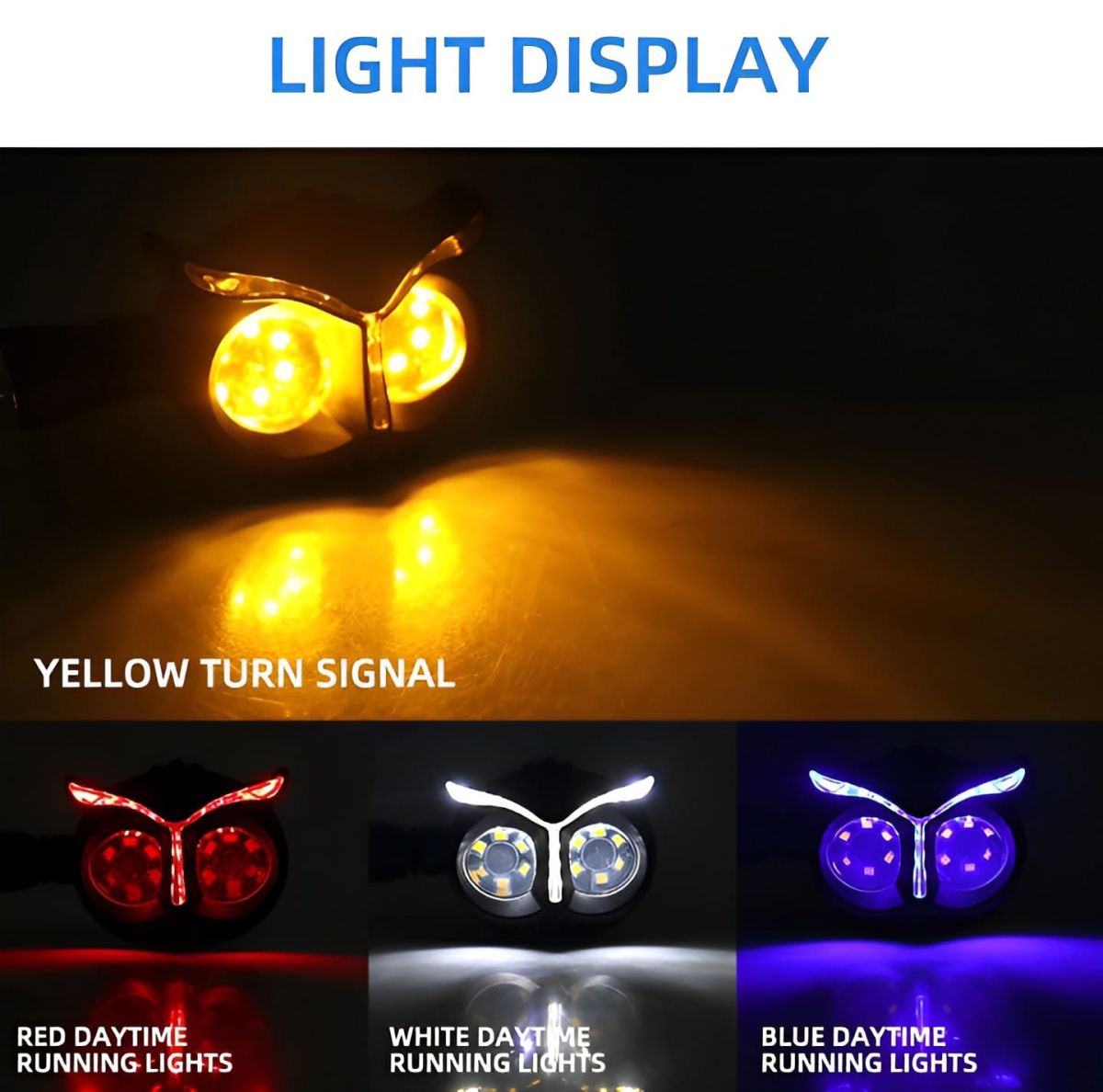 Pack of 2 pcs Owl Style Dual Color Motorcycle Driving Headlight, Turn Signals Light, Fog Lamp for all bikes (Random Color) View Gallery - Pakistan