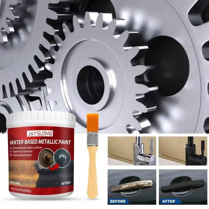 Rust paint Metallic Paint  Anti Rust Protection Coating for removing rust from metal (with brush )Steel Box - 300gm View Gallery - Pakistan