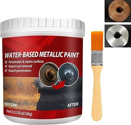 Rust paint Metallic Paint  Anti Rust Protection Coating for removing rust from metal (with brush )Steel Box - 300gm View Gallery - Pakistan