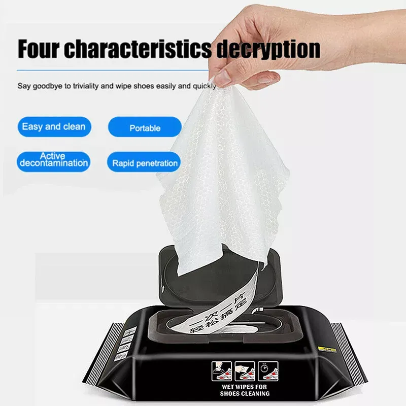 Disposable Shoe Cleaning Wipes | Quick Shine Clean Wet Wipes (80 Wipes In 1 Packet) View Gallery - Pakistan