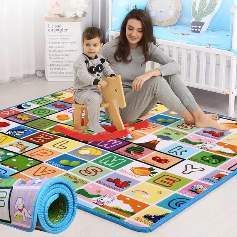 Crawling Mat for Baby Floor Play Mat Double-Sided Baby Playmat ​Foam Reversible Waterproof Game Mat for Infants Toddlers Kids (Random Color) (Random Design)
