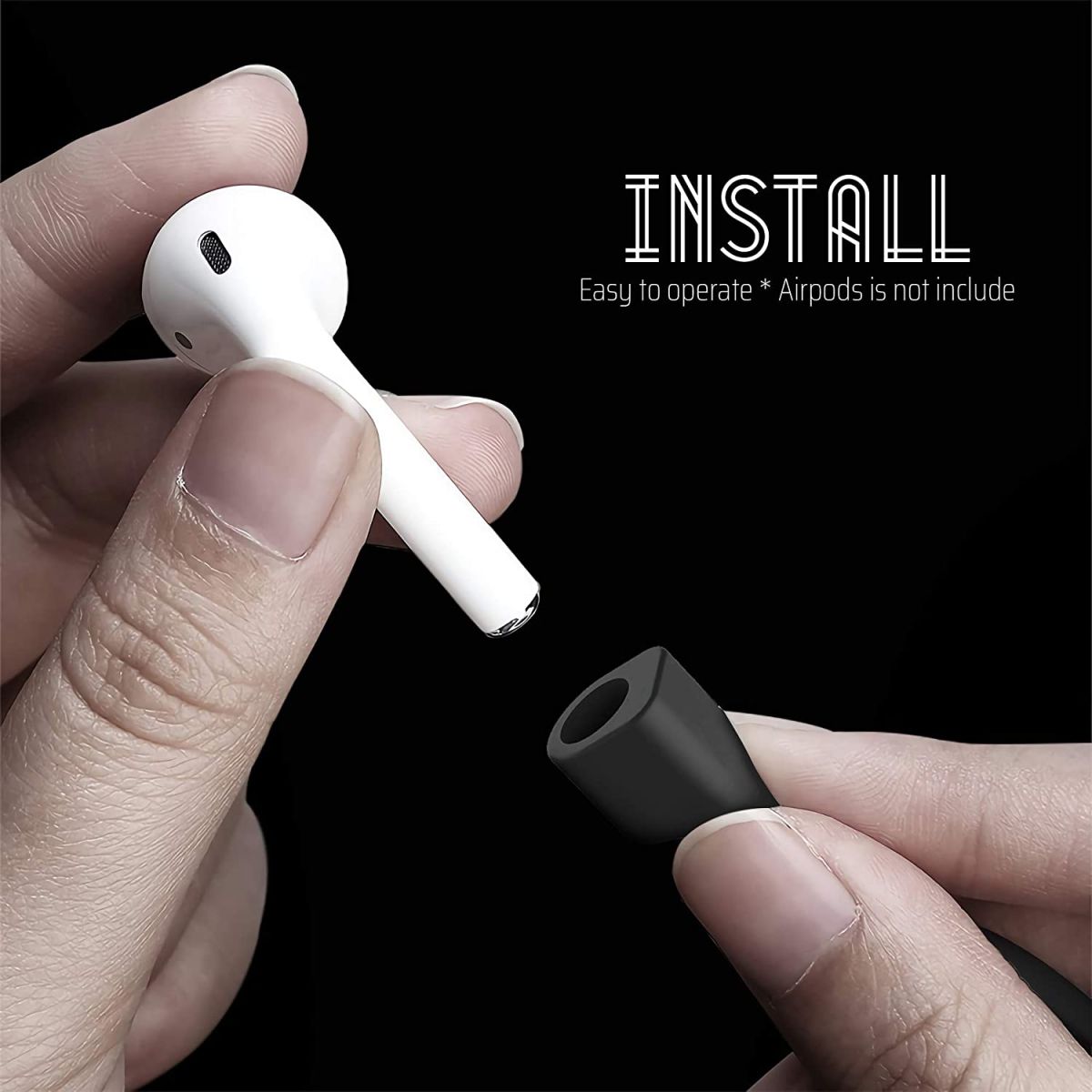 (Combo deal  1 Black x 1 White ) Anti Lost Silicone Earphone Rope Holder Cable For AirPods Strap Wireless Bluetooth Headphone Neck Strap Cord String 55CM View Gallery - Pakistan