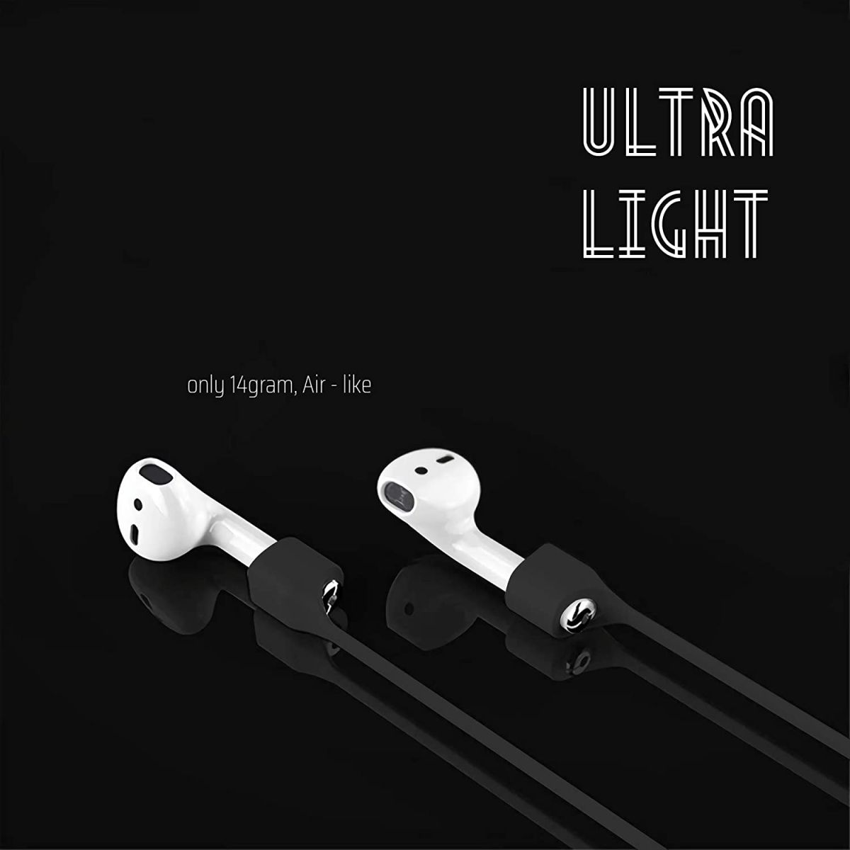 (Combo deal  1 Black x 1 White ) Anti Lost Silicone Earphone Rope Holder Cable For AirPods Strap Wireless Bluetooth Headphone Neck Strap Cord String 55CM View Gallery - Pakistan