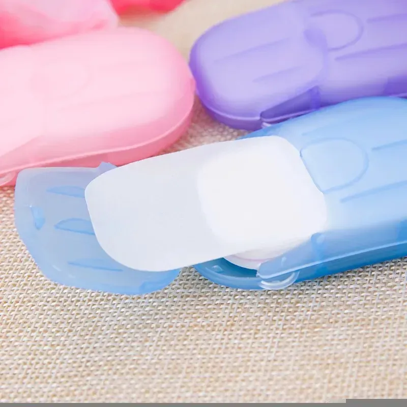 Pack of 10 Travel Soap Outdoor Portable Mini Paper Soap Paper Washing Hand Bath (Random Color) View Gallery - Pakistan