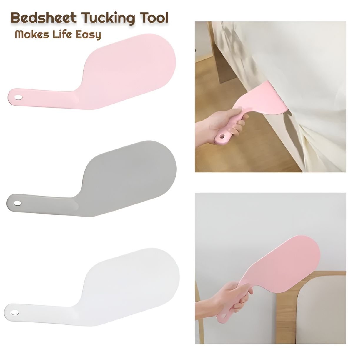 Bed Sheet Tucker Tool Tucking Paddle for Bed | Bedsheet Change Making Easier | Plastic Durable Sheet Change Helper ( Random color ) View Gallery - Pakistan