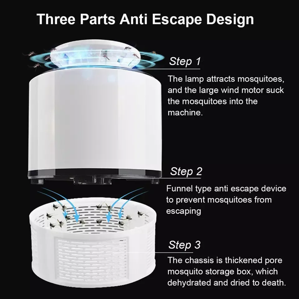 Mosquito Trap with Killer Lamp | Eco Friendly Chemical Free USB Connected UV LED Light Fly Bug Di-Speller with Suction Fan Repellent Lamp (Random color) View Gallery - Pakistan