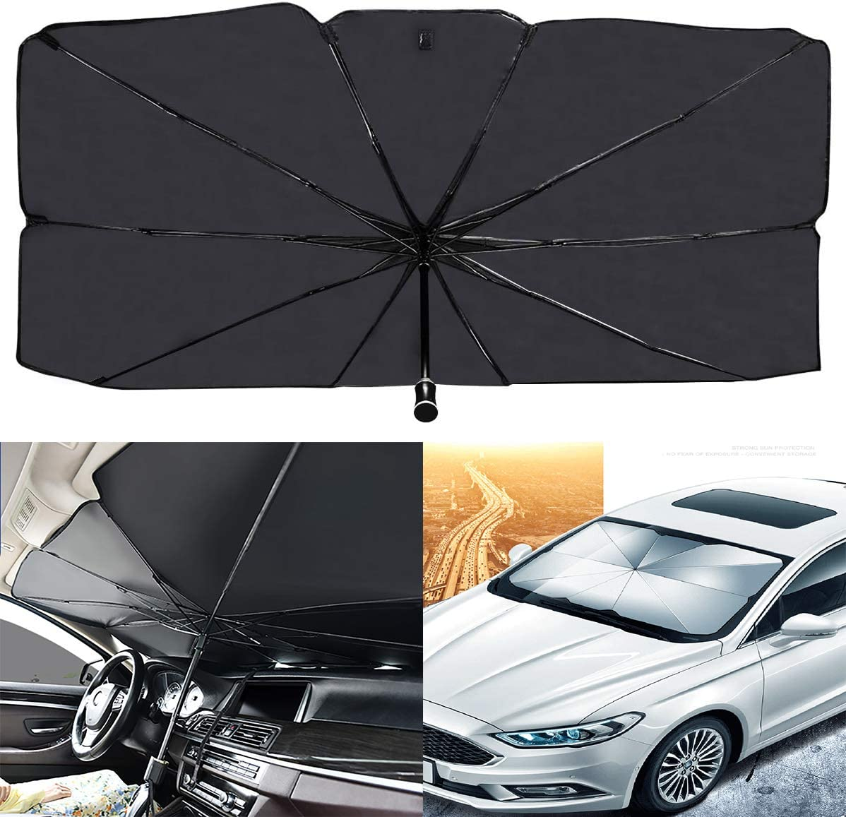 Foldable Car Windshield Umbrellas, Car Windshield Sun Shade Umbrella for Front Windows, Suitable for Windshields of Various Car Models View Gallery - Pakistan