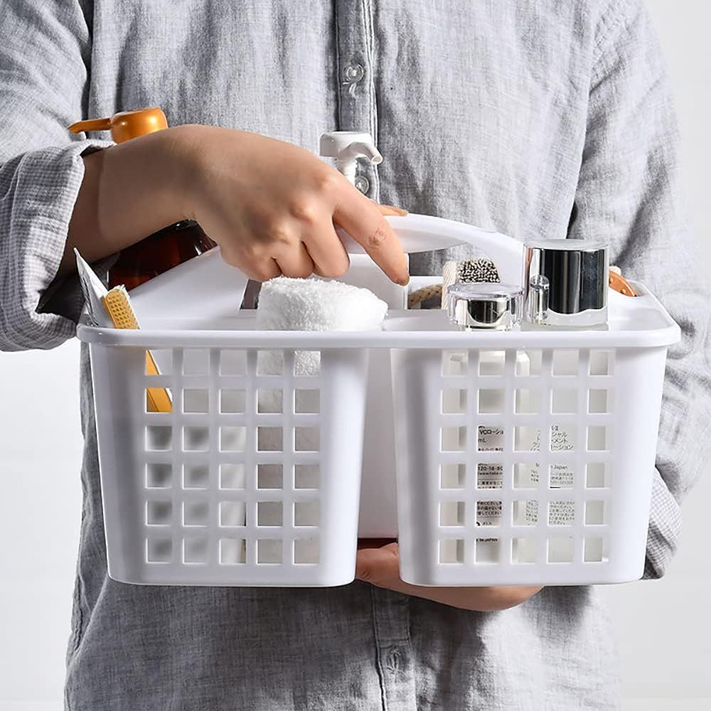 Plastic Bathroom Basket Kitchen Sink Basket Shower Caddy Basket with Compartments,(random color )