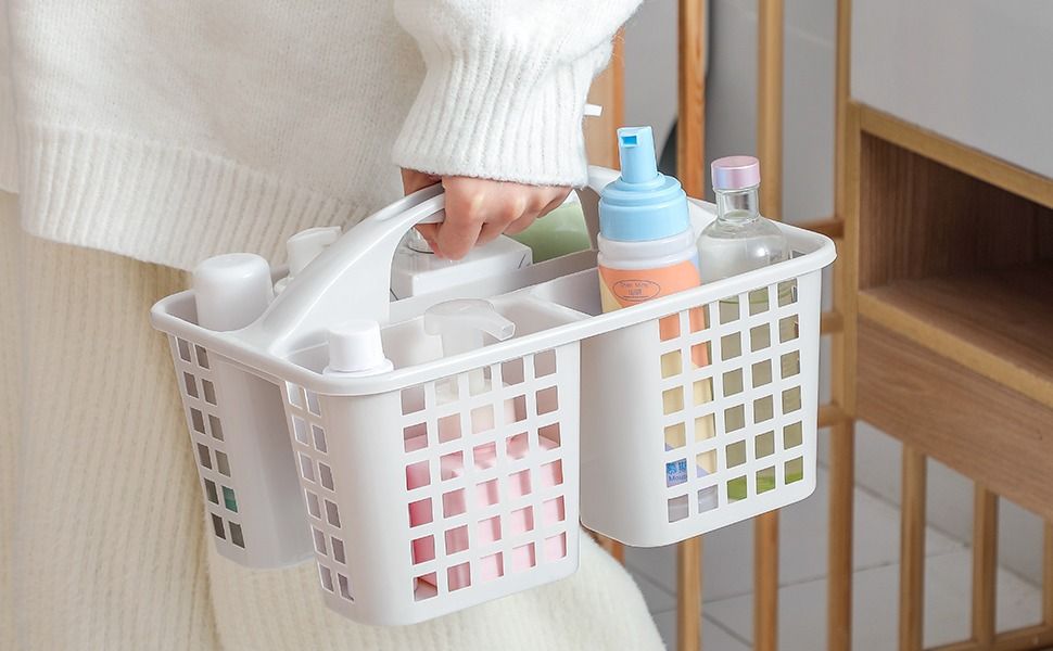 Plastic Bathroom Basket Kitchen Sink Basket Shower Caddy Basket with Compartments,(random color ) View Gallery - Pakistan