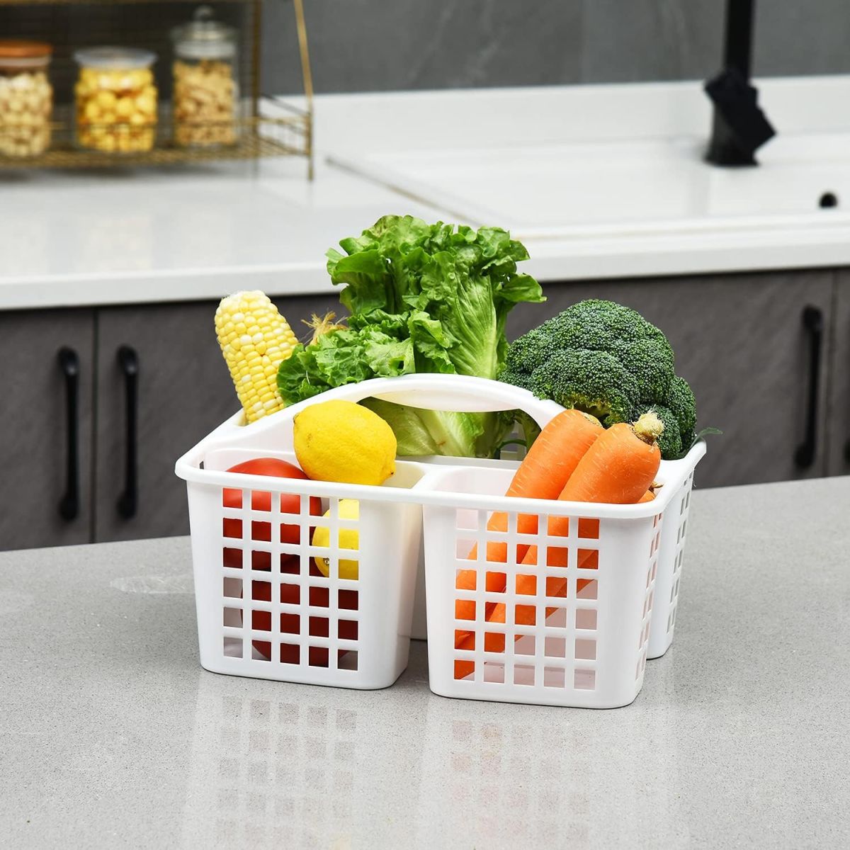 Plastic Bathroom Basket Kitchen Sink Basket Shower Caddy Basket with Compartments,(random color ) View Gallery - Pakistan