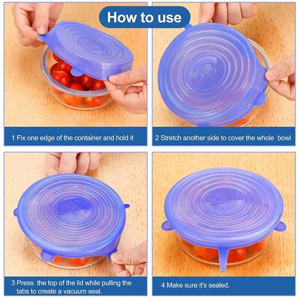 6Pcs Kitchen Reusable Silicone Seal Lid, Universal Silicone Stretch Lids for Food Preservation, Vacuum Food Storage, Bowl Cover and Cookware Cover for Kitchen and Home View Gallery - Pakistan