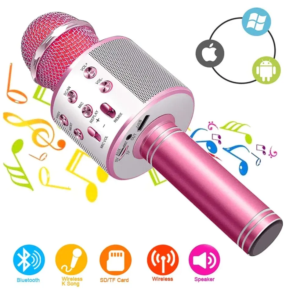 Bluetooth Handheld Karaoke Speaker Player Machine for Kids Adults Home KTV Party for Android/Iphone/Ipad/Pc (Random Color)