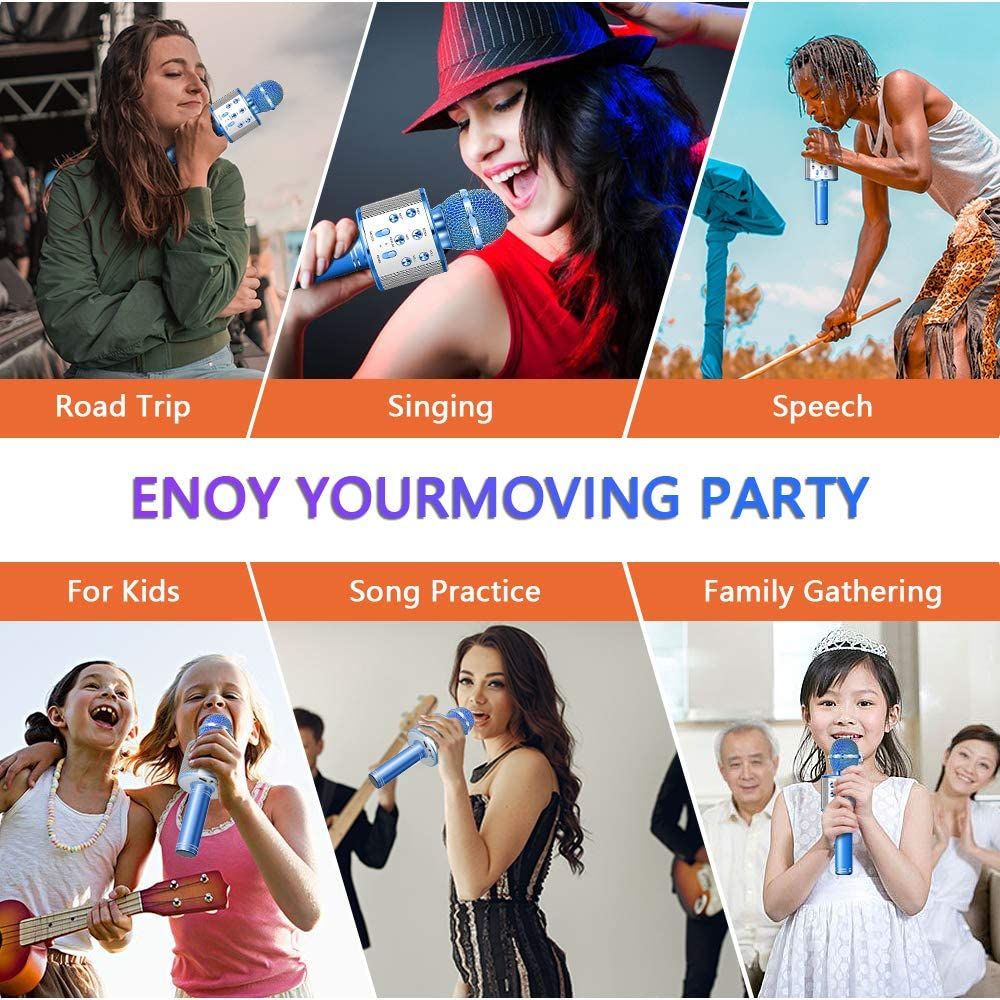 Bluetooth Handheld Karaoke Speaker Player Machine for Kids Adults Home KTV Party for Android/Iphone/Ipad/Pc (Random Color) View Gallery - Pakistan