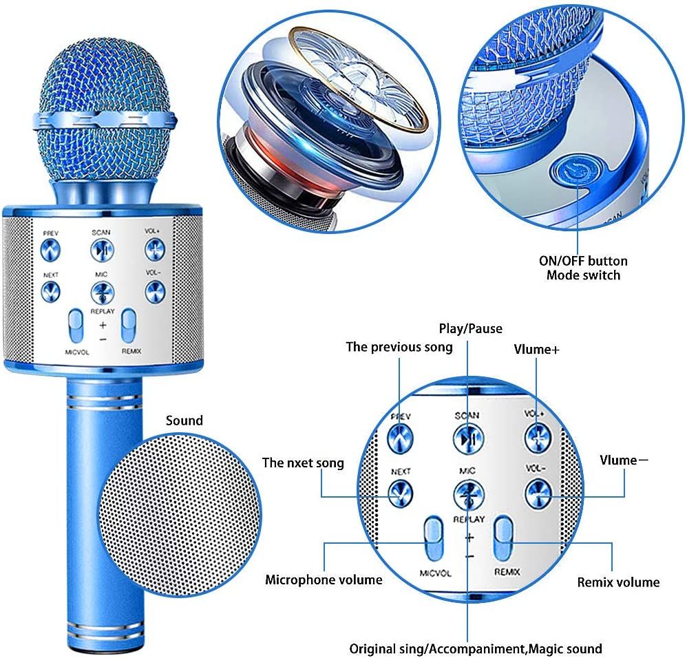 Bluetooth Handheld Karaoke Speaker Player Machine for Kids Adults Home KTV Party for Android/Iphone/Ipad/Pc (Random Color) View Gallery - Pakistan