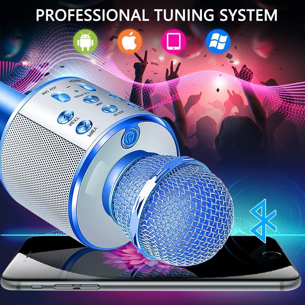 Bluetooth Handheld Karaoke Speaker Player Machine for Kids Adults Home KTV Party for Android/Iphone/Ipad/Pc (Random Color) View Gallery - Pakistan