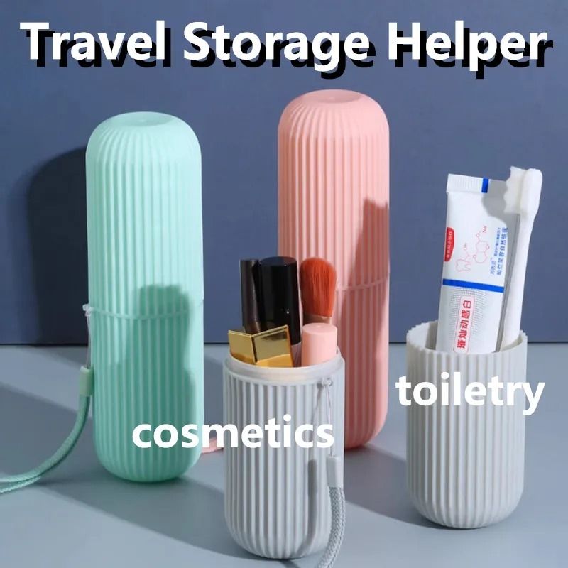 Portable Toothbrush Holder Case Toothpaste Storage Cup Household Travel (random color) View Gallery - Pakistan