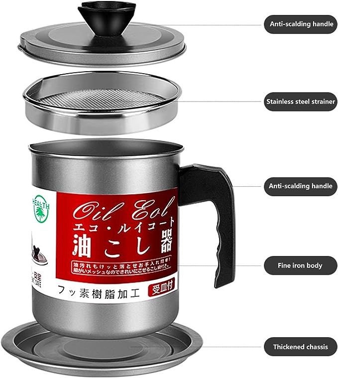 (1.4 L) - Oil Storage and Filtration Stainless Steel with Lid | Oil Filter Pot with Handle for Kitchen (Box Packing) View Gallery - Pakistan