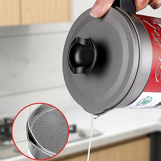 (1.4 L) - Oil Storage and Filtration Stainless Steel with Lid | Oil Filter Pot with Handle for Kitchen (Box Packing) View Gallery - Pakistan