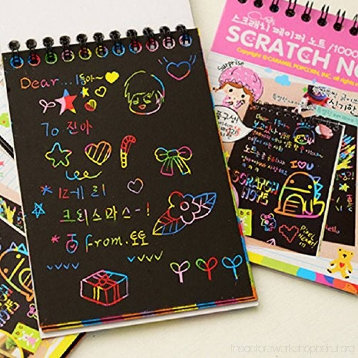 Small Scratch Note Pad - 10 x 14 | Rainbow Drawing Draft Books for Childrens (random color)