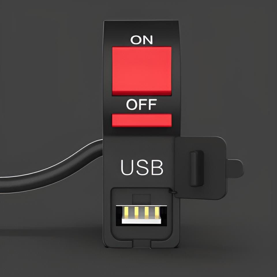 On/Off &amp; USB port 2 Amp 5 V universal switch for bike, Extra external on off button. extra lights switch View Gallery - Pakistan
