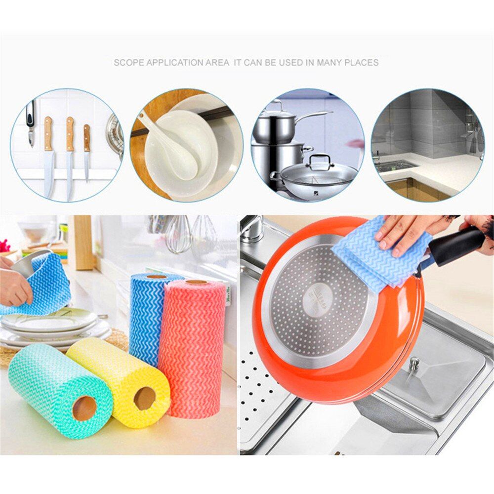 50 Sheet Roll Disposable Tissue Towel Paper Kitchen Cleaning Wipes (Random Color) View Gallery - Pakistan