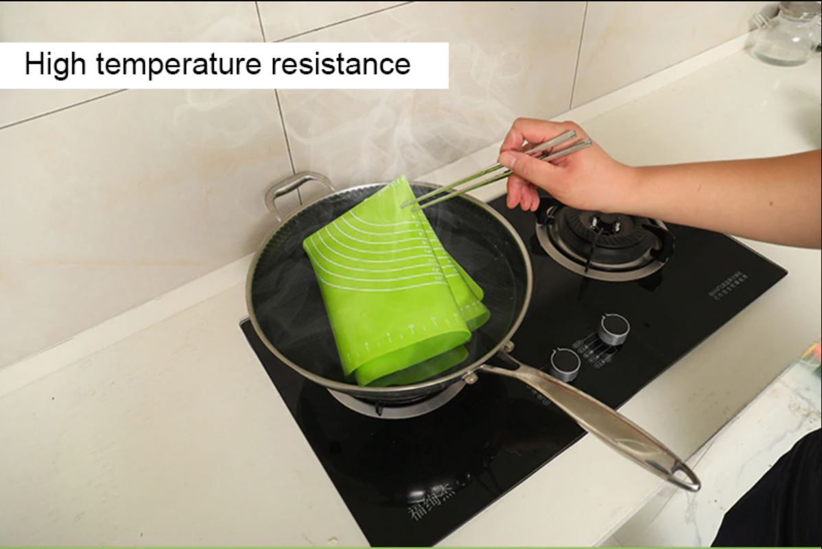 Big Size Silicone Baking Roti Mat With Measurements Heat Resistant Cookie Sheet Oven Liner | Non Stick Flour Rolling Mat | Baking Mat Kneading Dough Pad (Random Color) View Gallery - Pakistan