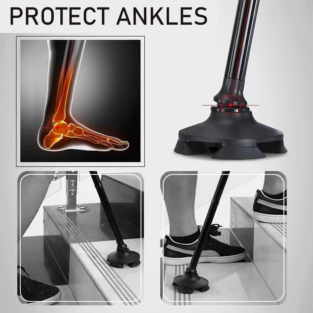 Portable Folding Walking Stick with Led Light &amp; Aluminium Handle For Adults or old Peoples Black View Gallery - Pakistan