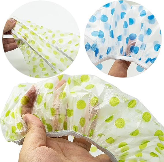 (pack of 6) Shower Caps Waterproof Shower Cap for Women Reusable Shower Hat Bath Caps with Elastic Band, Large Plastic Long Hair Environmental Protection Hats for Ladies Girls Kids Spa Salon View Gallery - Pakistan