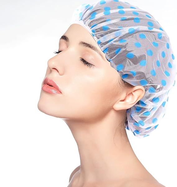 (pack of 6) Shower Caps Waterproof Shower Cap for Women Reusable Shower Hat Bath Caps with Elastic Band, Large Plastic Long Hair Environmental Protection Hats for Ladies Girls Kids Spa Salon View Gallery - Pakistan